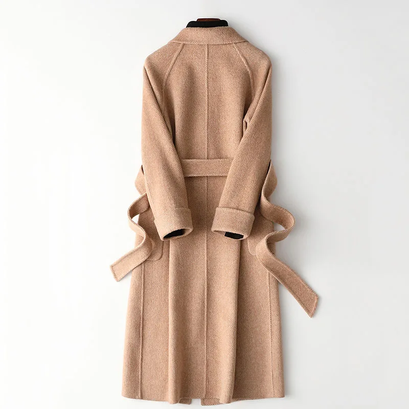 Goede Hoge kwaliteit dubbele geconfronteerd kasjmier jas vrouwen lange trenchcoat 2019 nieuwe wol blends bovenkleding vrouwelijke winter wollen windscherm