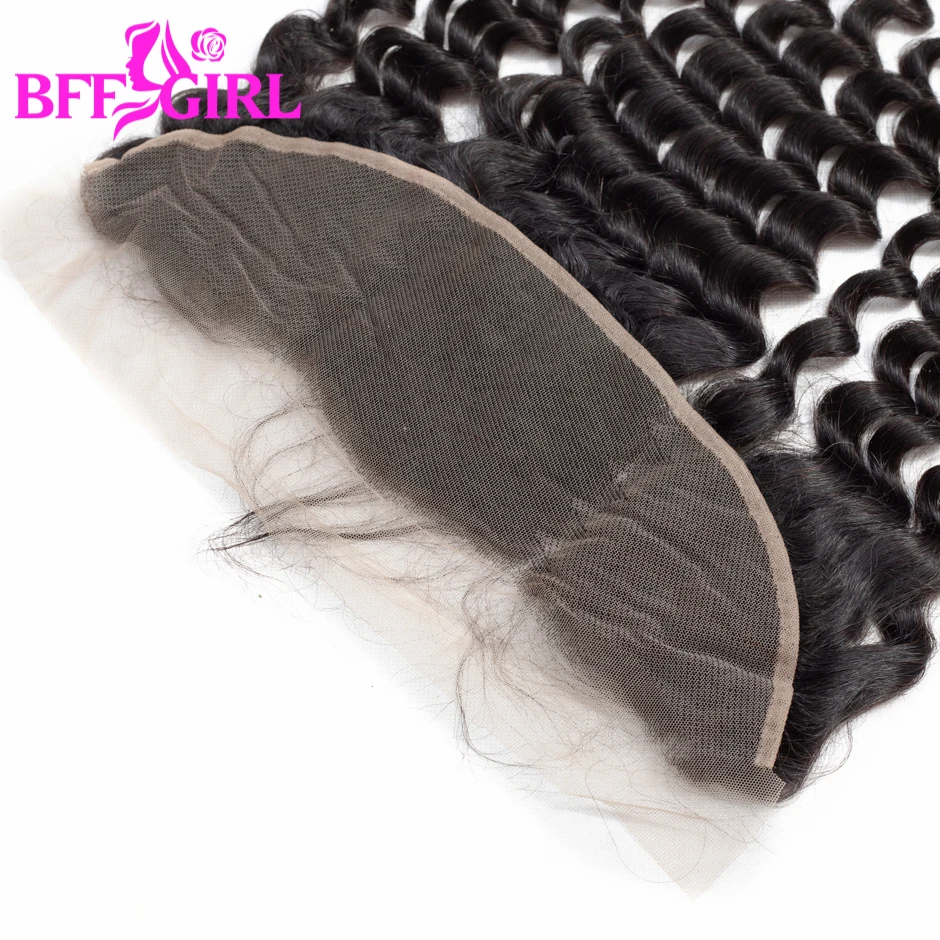 BFF GIRL Loose Deep Wave Frontal Ear to Ear 13*4 Lace Frontal Closure With Baby Hair Natural Color Remy Human Hair Frontal