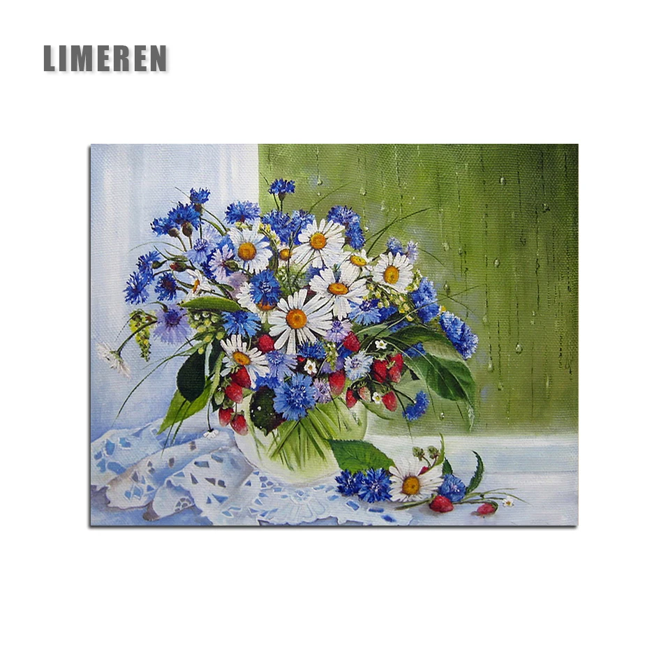 

Unframed Colorful Flowers Painting By Numbers Still Life Coloring By Numbers