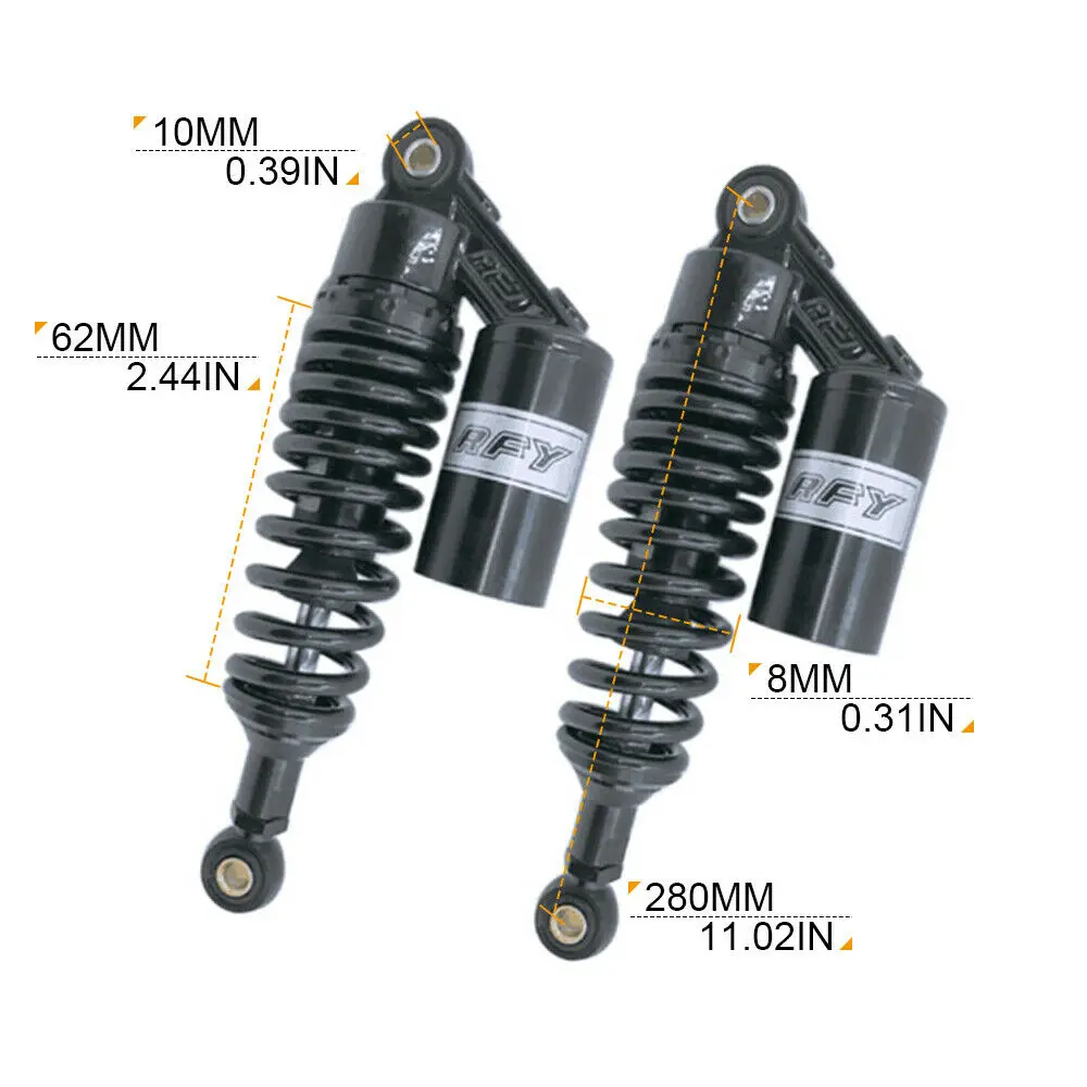 Универсальный 280 мм 11 ''диаметр глаза 10 мм Мотоцикл Байк Скутер ATV задние воздушные амортизаторы подвески для Yamaha Honda