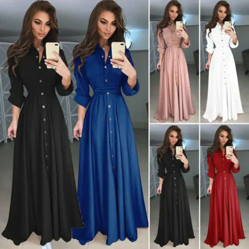 

Women Beach Sundress Summer Evening Party Short Sleeve Casual T-Shirt Maxi Dress