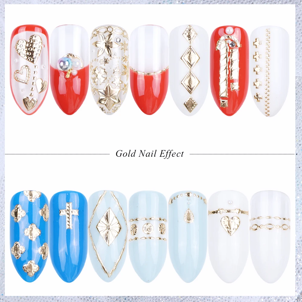 1 шт золотые наклейки для ногтей 3D наклейки для дизайна ногтей Клей блестящая Звезда ювелирные изделия геометрический Маникюр слайдер Декор фольга наконечник CHDP2001-2012