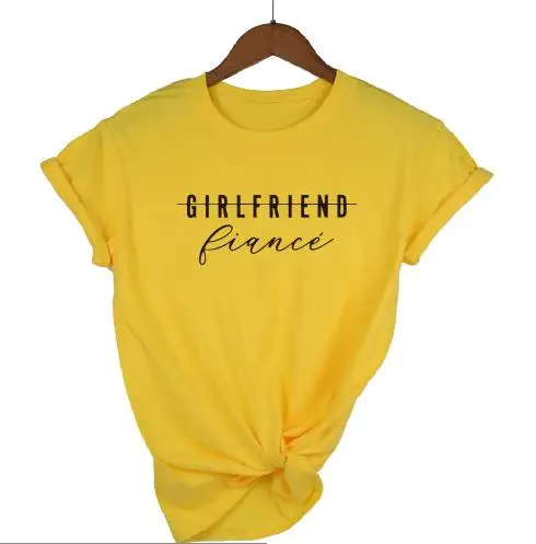 PADDY DESIGN Girlfriend Fiance футболка будущая миссис помолвочный Свадебный Женский Топ тройник для дам Tumblr Модные топы - Цвет: yellow t black words