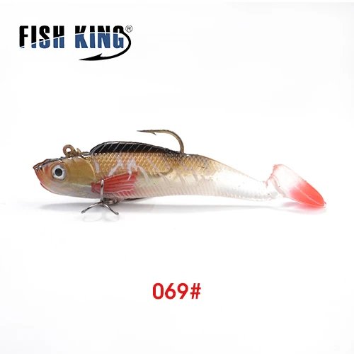 FISH KING 1 шт., мягкая рыболовная приманка, свинцовая головка джига с Тройной крюк-воблер, наживка, Тонущая, Отсадочная, для ловли рыбы, щуки - Цвет: 069