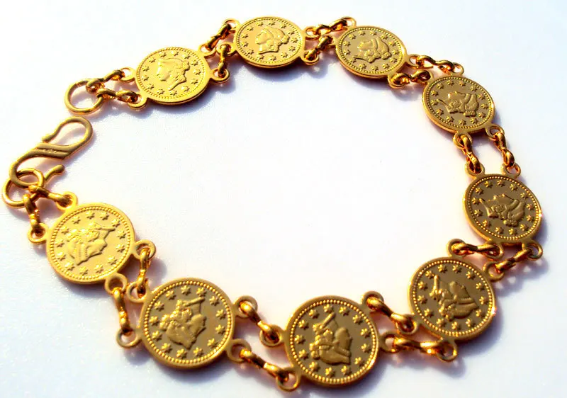 Archaize 1858 Liberty Head Half Eagle Coin 14k Yellow Gold