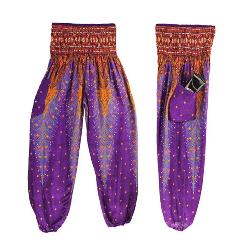 JAYCOSIN Новинка, мужские и женские тайские шаровары, Boho Festival Hippy Smock, брюки с высокой талией, прямые поставки, 9 августа - Цвет: Purple