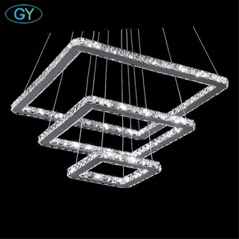 

AC100-240V 3 Layers LED Crystal Pendant lights Modern Square luminarias de led hanglamp home lighting lampen fixtures GY light