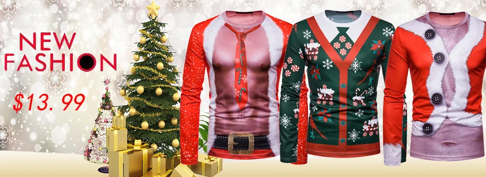 Уродливая Рождественская Мужская футболка, Забавный 3D поддельный Рождественский костюм из двух частей, футболка, Мужская Уличная футболка в стиле хип-хоп
