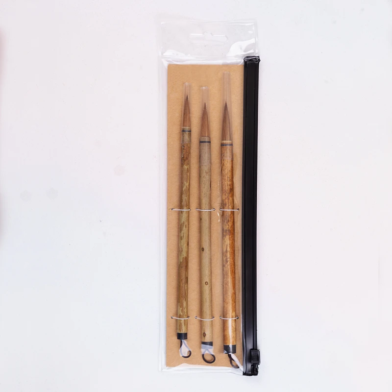 Goedkoop Hoge kwaliteit 3 stk set BKG 03 kolinskyhaar bamboe handvat Chinese schilderen leveringen art kalligrafie aquarel penseel set