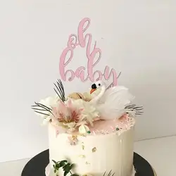 Розовое золото Oh Baby торт Топпер Baby Shower торт украшения день рождения Добро пожаловать Baby вечерние крещение партии поставки