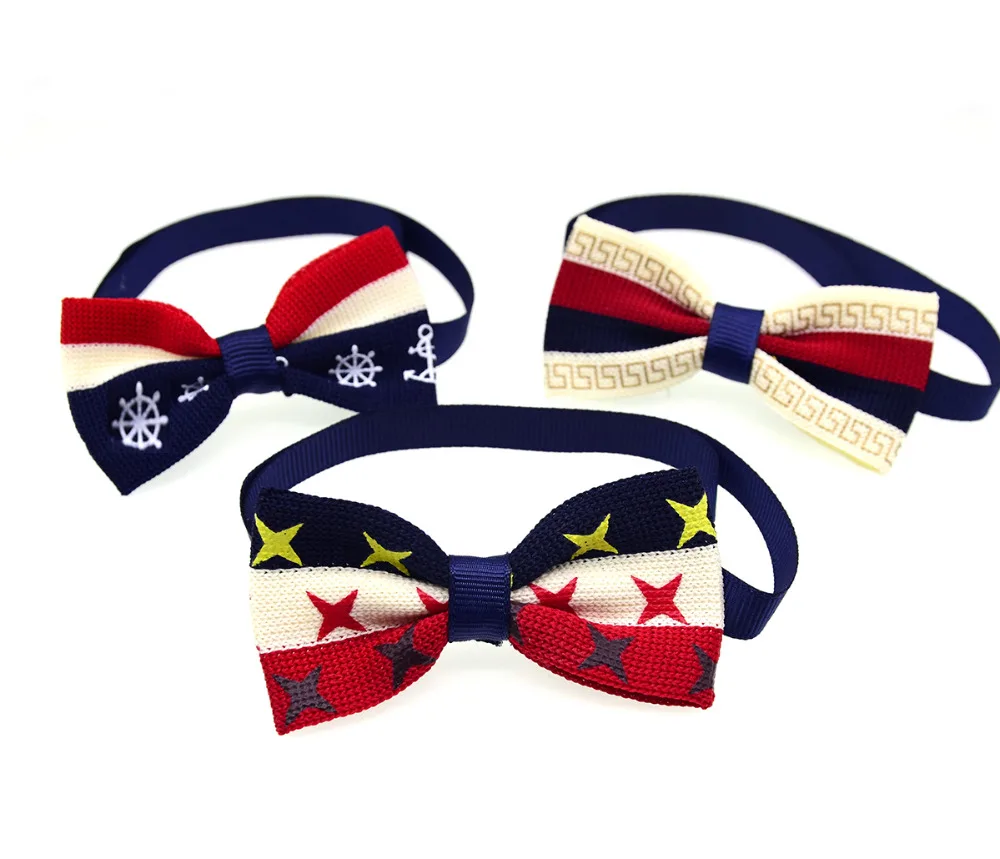 

100pcs Dog bowties Red White Blue Knitting Cotton Pet Dog Cat Bow Tie Neckties Pet Dog Christmas Holiday Grooming products