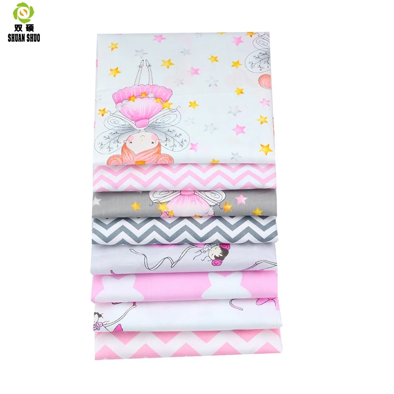 Shuangshuo Cut Cartoon Cotton Tissus Fabric Patchwork Fabric Fat Quarter Bundles Fabric For Sewing Doll Cloths 40*50cm 8pcs/lot