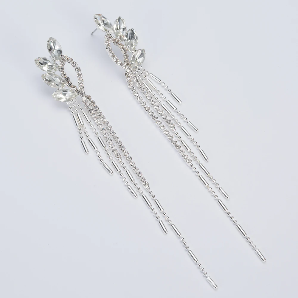 New Arrive Fashion Jewelry, Rhinestone Tassel Long Drop Earrings for ...