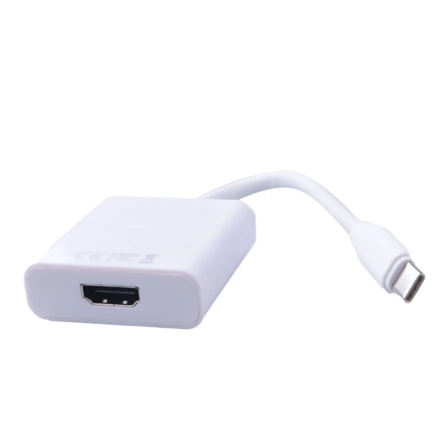 Адаптер типа C к HDMI USB 3,1 USB-C к HDMI адаптер мужчин и женщин конвертер для MacBook2016/huawei Matebook/Smasung S8 - Цвет: Белый