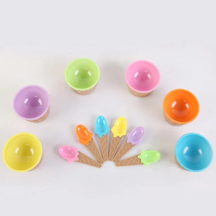 

Candy Colors Newborn Dishes Child DIY Ice Cream Bowl Spoon Set With Spoon Toddler Drop-proof Ice Cream Bowls Kid Feeding Product