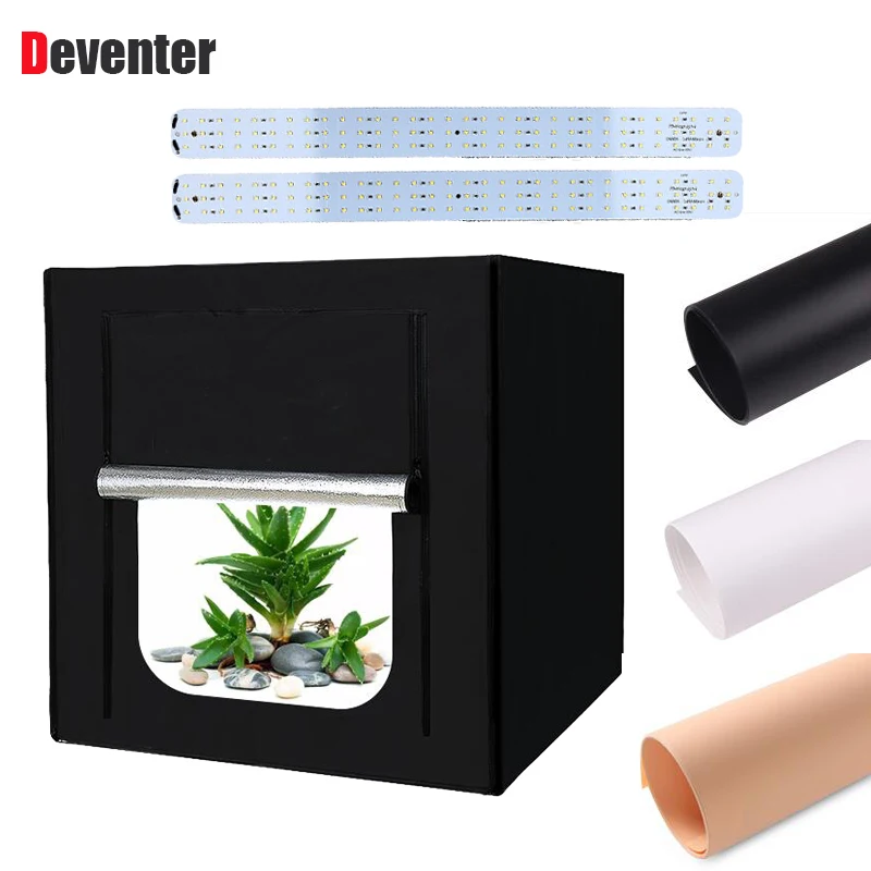 

Photo Studio 50x50CM Softbox Portable 5500K LED Photography Lighting Tabletop Shooting Photo Soft box Case Kit +PVC background