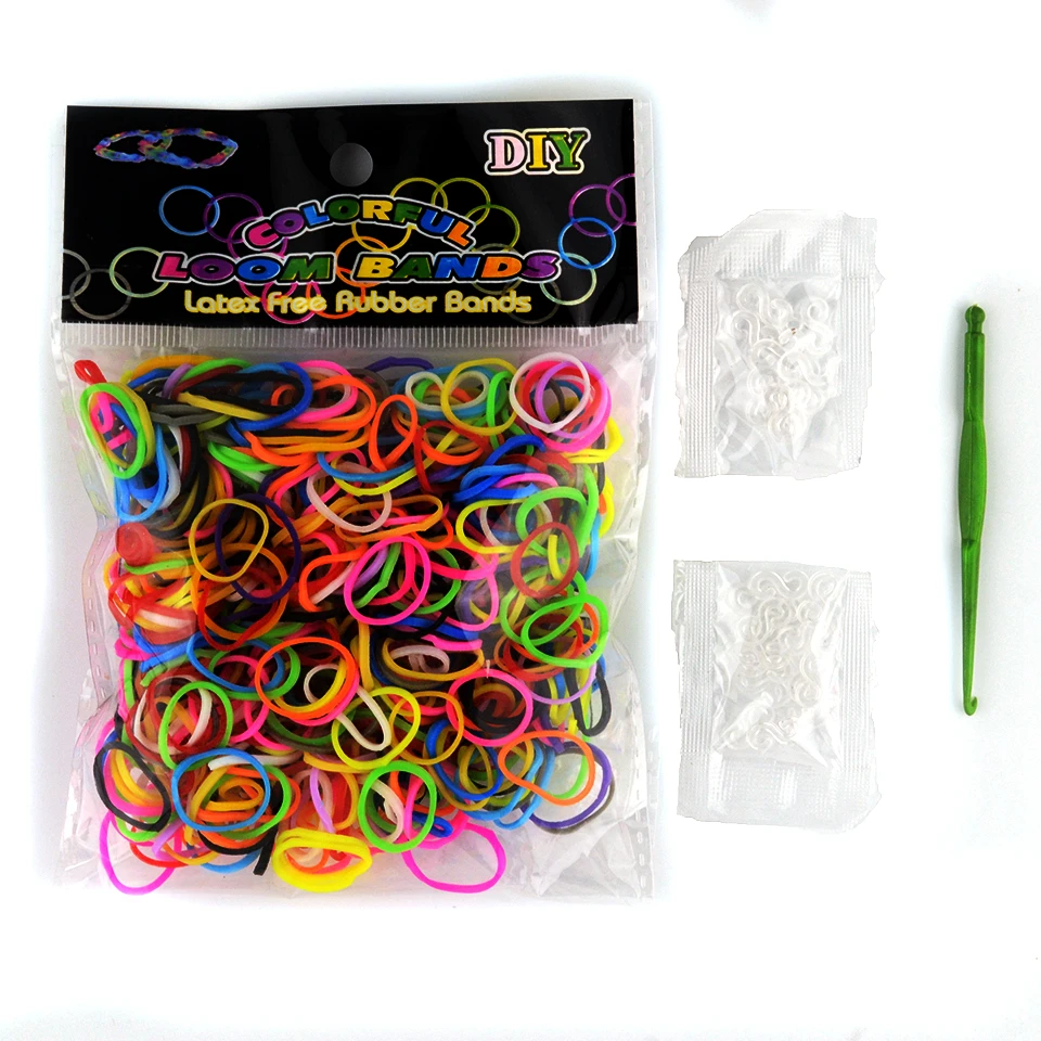 600 шт Радужный цветной ткацкий браслет, Набор резинок, игрушки для рукоделия с 24 зажимами, 1 крючок, сделай сам, для ткацких браслетов для детей