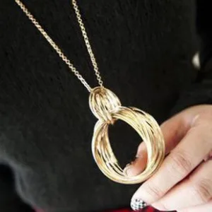 

European and American retro collar hundred towers catwalk models bicyclic stylish long sweater chain necklace XL8