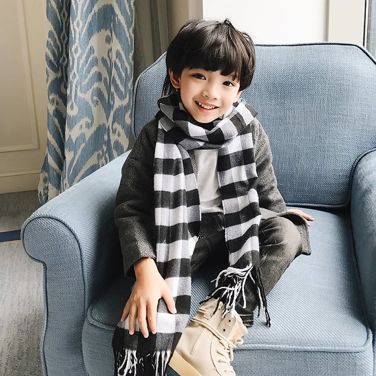 Модный детский шарф 190*34 см хлопок Бандана Хиджаб зимнее одеяло милый детский шерстяной шаль из пашмины Обертывания шарфы - Цвет: 5