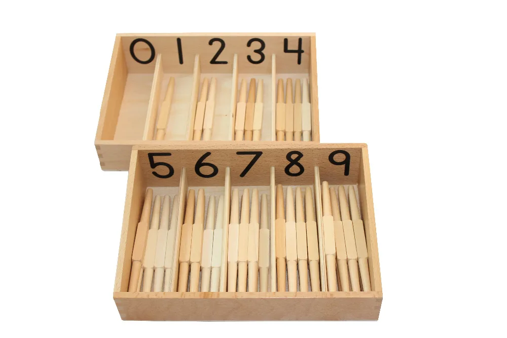 

Montessori Math Child Learning the Number Toy Wooden Counter Spindle Box With 45 Spindles Kid Toys for Preschool Early Education