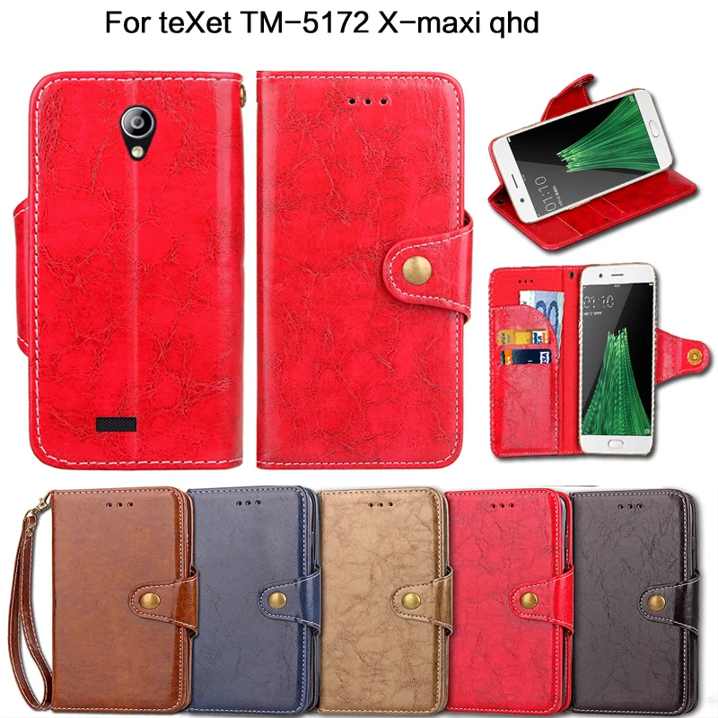 Vintage Flip Case For teXet TM-5017 X-maxi qHD Cover Luxury PU Leather Wallet Kickstand Fundas Coque With Lanyard | Мобильные