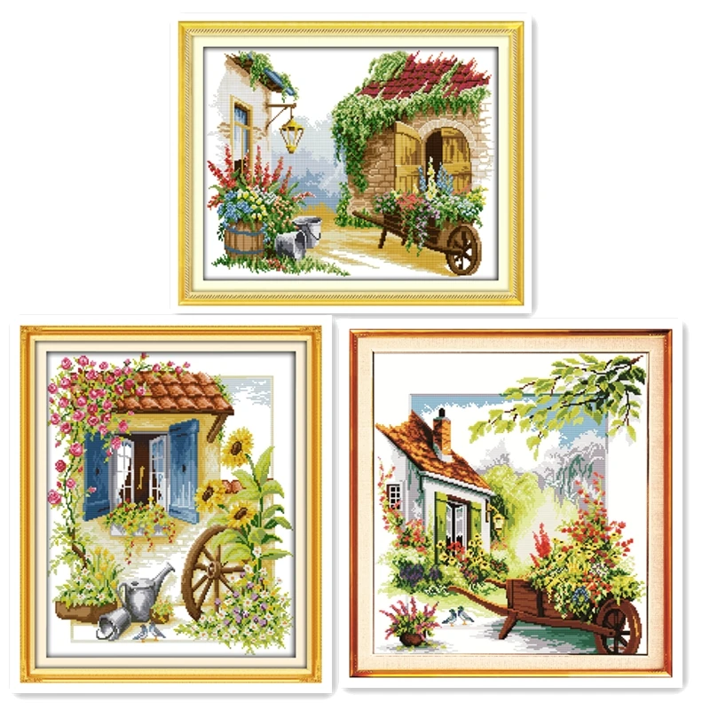 

Little Flower Car Chinese Counted Cross Stitch Pattern Needlework 11CT 14CT Printed On Canvas Home Decor Embroidery Cross Set