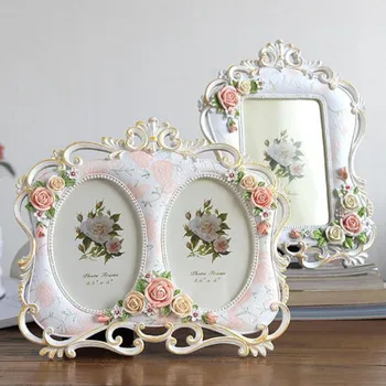 

European Style Rose Picture Frames Photo Frame Wedding Home Decor Accessories Resin Wedding Desktop Ornaments 5inch/6inch