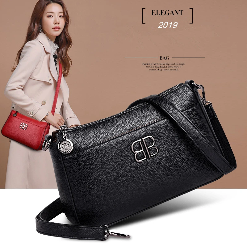 2019 جديد أزياء لينة جلدية أنيقة حقائب النساء حقائب جلد طبيعي صغيرة الأزياء Crossbody حقائب للنساء حقيبة كتف