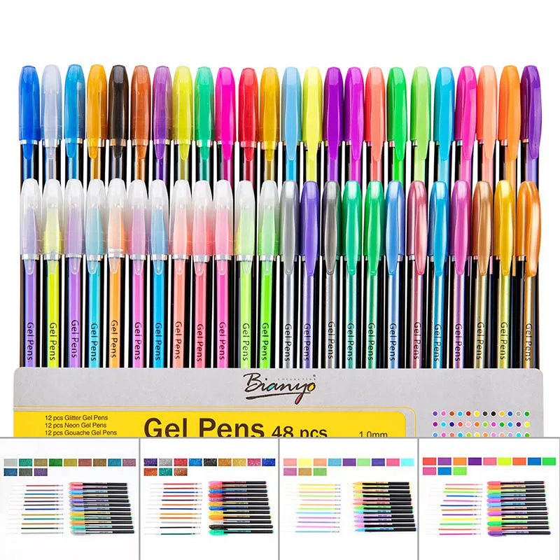 

36/48 Colors Metallic Hook Line Pen 1MM Neon Painting Marker Pens Sketching Manga For Drawing Kids School Art Supplies Stationey