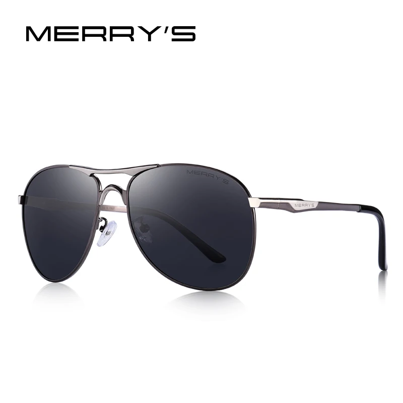 MERRYS, дизайнерские мужские классические солнцезащитные очки пилота, мужские, s HD, поляризационные солнцезащитные очки для вождения, роскошные оттенки, защита от уф400 лучей, S8712 - Цвет линз: C04 Gray