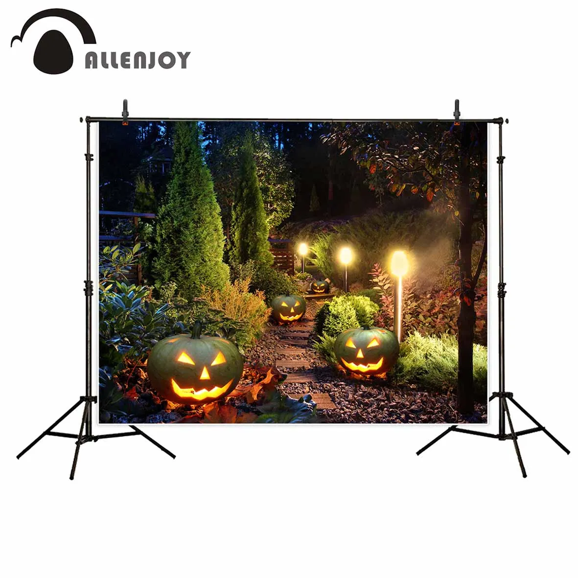 

Allenjoy photographic background Party garden horror thriller Halloween pumpkin lights fantasy backdrop photography photocall