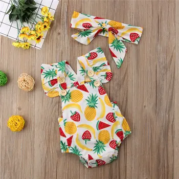 

0-2T Newborn Baby Girls Clothes Infant fruit print Romper sleeveless summer sunsuit baby clothing Outfits cute