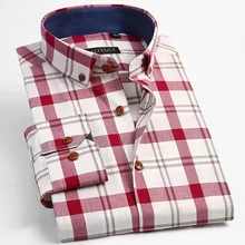 GREVOL хлопок плед рубашки для мужчин Smart casual мягкие рубашки с длинными рукавами мужские осенние повседневные рубашки