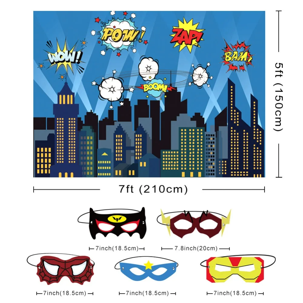 OurWarm супергерой вечерние фотографии фон день рождения стены фон с маской подарки для детей день рождения украшения