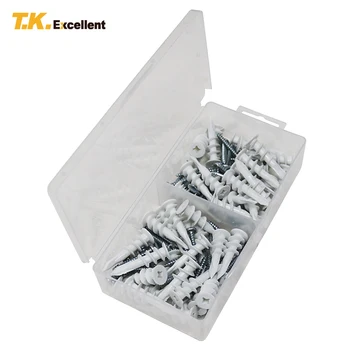 

T.K.EXCELLENT Screw Self Drilling Drywall Anchors With Pan Head Self Tapping Screws Kit for Woodworking Plastic 100Pcs