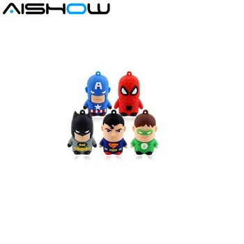 

1pcs New cartoon Superman Batman model usb 2.0 flash memory stick pen drive 2G 4G 8GB 16GB 32GB USB Flash Drive free shipping