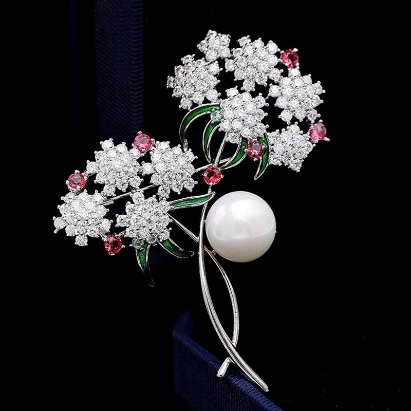 

Red Trees Brand Brooch Drop High Quality Flower Brooch Pin Coat Accessories In Box Package New Year Gift For Women