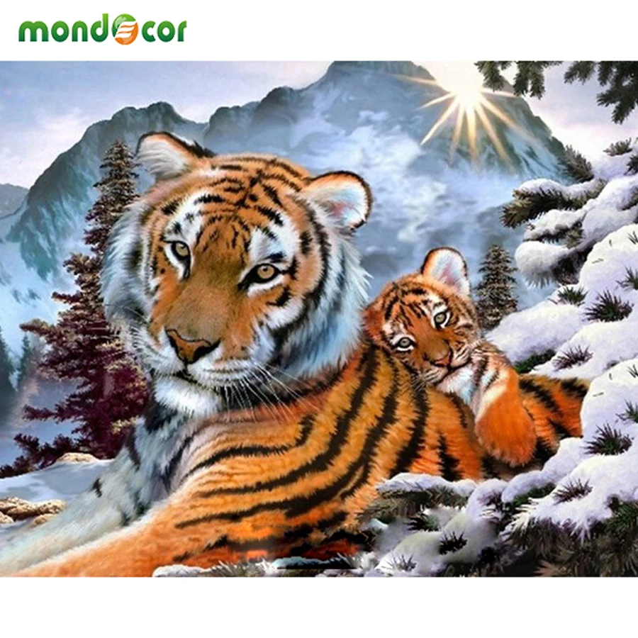 

40x50cm New Home Decor Frameless Pictures Painting By Numbers DIY Digital Oil Painting on Canvas Wall Art Abstract Tiger Mother