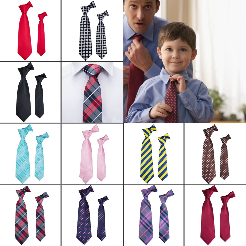 

New Men Tie 11 Colors Children Necktie 100% Silk Barry.Wang Jacquard Woven Boy Tie Pink Paisley Ties For Men Wedding Party FC-11