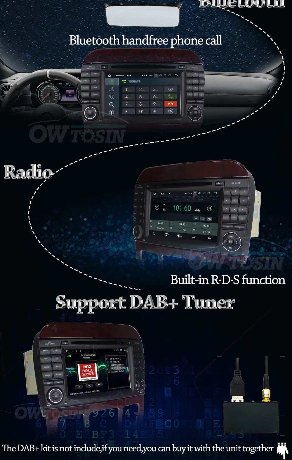 Cheap Owtosin Car Radio Multimedia Video Player Navigation GPS Android 9.0 For Mercedes-Benz S-Klasse W220 S280 S320 S500 S600 S65AMG 6