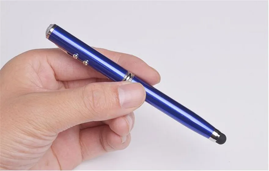 300 шт./лот алюминиевый сплав Универсальный 4 в 1 лазерный указатель светодиодный сенсорный экран емкостный стилус с шариковой ручкой