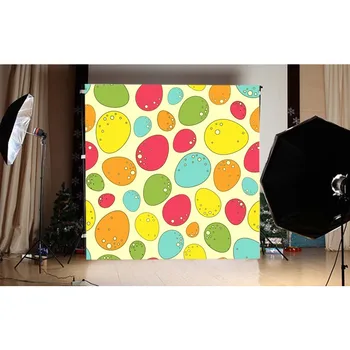 

3x5ft Hot Sale Background Happy Easter Colorful Eggs Painted Wall Children Photo Background Backdrop Photography Studio Props