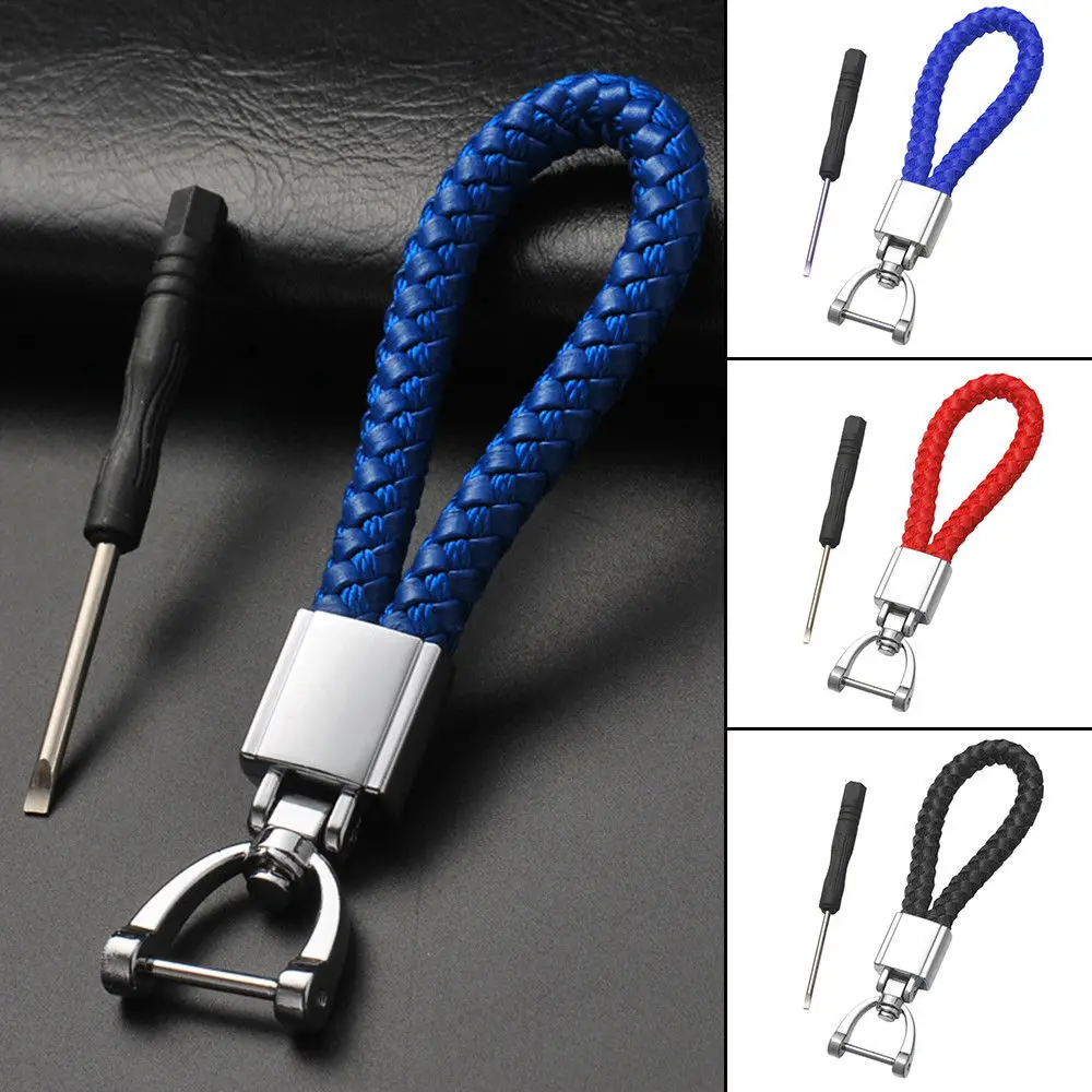 Women's Braided Leather Rope Woven Keychain Metal Key Chain Car Key Ring Rings Holdersin Key