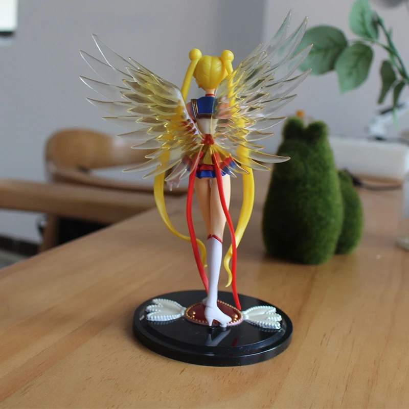 Japan Anime Super Sailor Moon Usagi Tsukino Action Figure Toy With Wing 6" Cake 