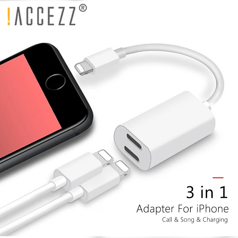 ACCEZZ 3 в 1 двойное освещение зарядки наушников адаптер для IPhone X XR XS MAX 7 8 Plus вызова прослушивания Аудио зарядки IOS 11 12