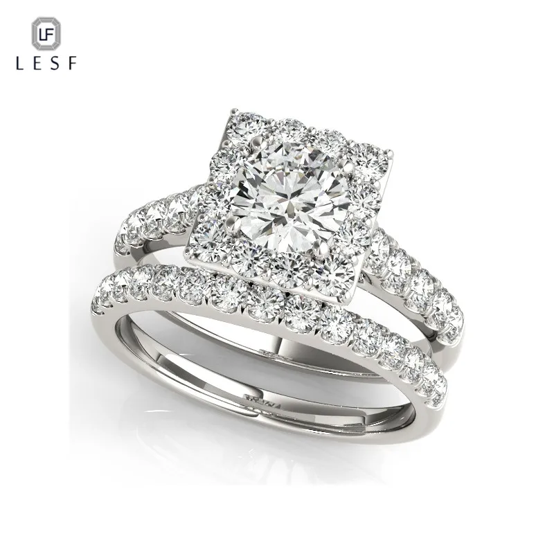 

LESF 925 Sterling Silver Rings Sets Wedding ring Women Fashion Wedding Jewelry For Girls Engagement Private custom