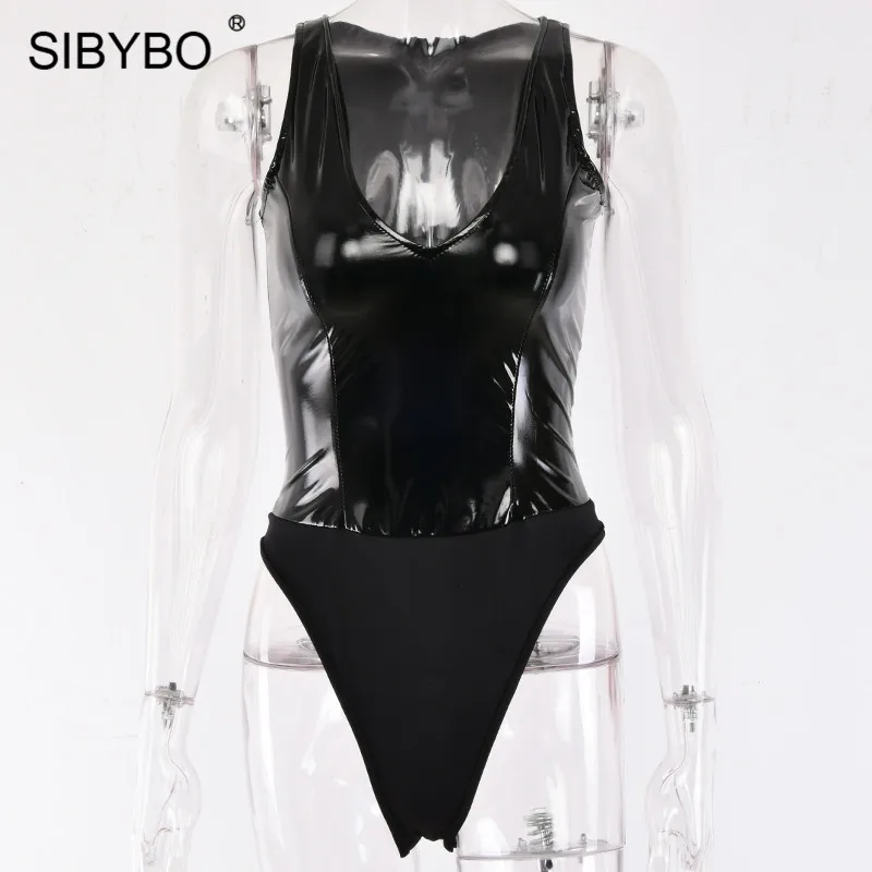Женский боди Sibybo пляжный без рукавов с треугольным вырезом из искусственной