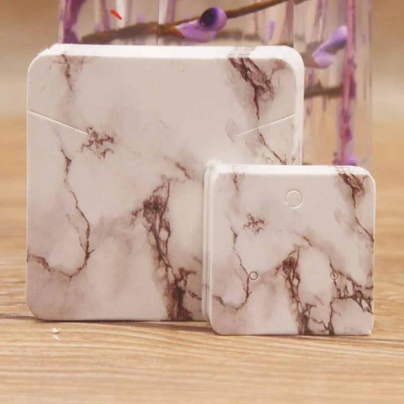 new arrival marble 5*5cm elegant jewelry necklace pendant package card50pcs+50pcs 3*3cm cute stud earring display card per lot discount Jewelry Packaging & Displays