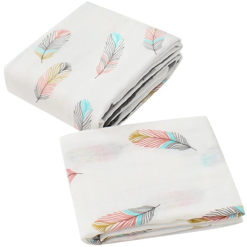 

2 pcs Set Cotton Bamboo Muslin Baby Blanket Lovely Swaddle Super Soft Baby Warp For Newborn Blanket Bath Towel 2 Layers+1 Layer