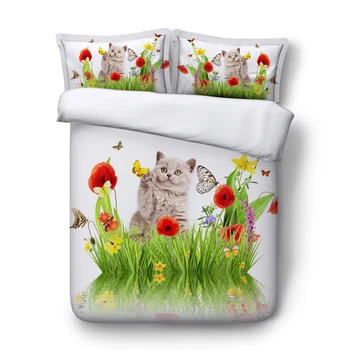

Cat catching butterflies Digital print Bedding Set Quilt Cover Design Bed Set Bohemian a Mini Van Bedclothes 3pcs JF551
